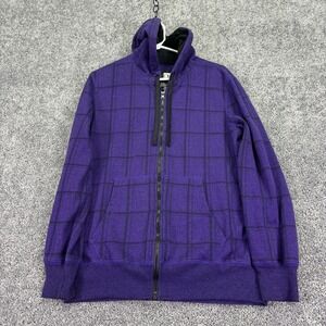 Op Hoodie Mens Medium Purple Full Zip Plaid Casual Sweatshirt City Skate Fall